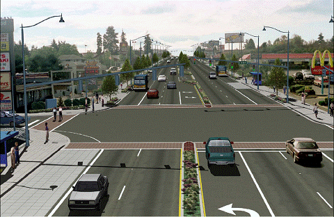 Figure 100.  Drawing of proposed improvements to SR 99 in Shoreline.
