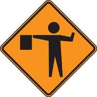 Warning sign: Flagman Ahead sign