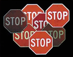 Example of sign retroreflectivity using Stop signs.