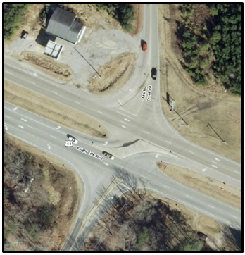 Aerial photo of a J-Turn intersection.