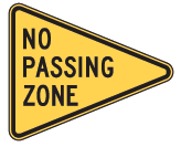 Figure 54. An image of a 'NO PASSING ZONE' (MUTCD W14-3) sign.