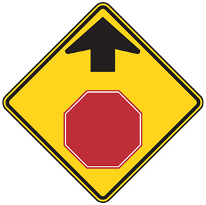 Figure 22. An image of a symbolic Stop Ahead (MUTCD W3-1) sign.