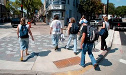 Image: People walking on sidewalk