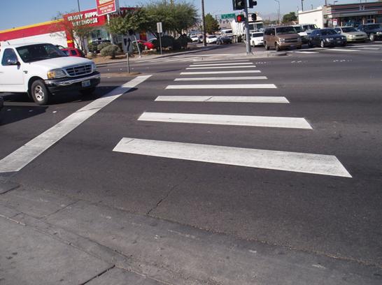 Figure 34: High Visibility Crosswalk Treatment installed at Lake Mead Boulevard and Las Vegas Boulevard