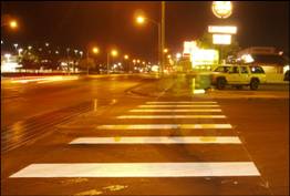 Pedestrian crosswalk treatment at night