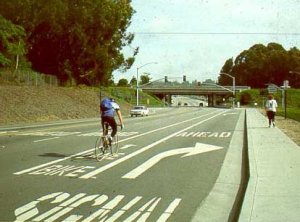 Bicyclist on a bike lane