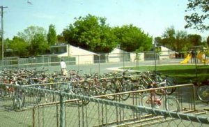 At community destination points such as schools, ample bike parking should be provided. 