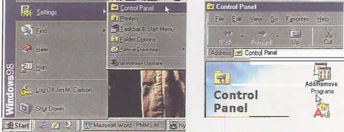 Screenshot of selecting the Control from Windows desktop