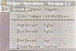 Screenshot of Record menu