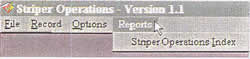 Screenshot of Reports menu