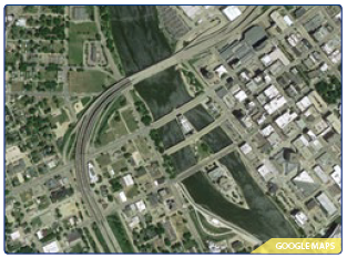 Satellite photo of the Cedar Rapids Bridge. Source: Google Maps.