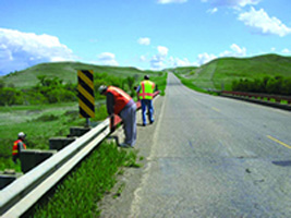 RSA Team examines a bridge on site at the Standing Rock Sioux Reservation.