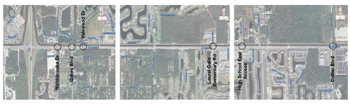 The aerial photo shows the RSA road segment with highlighted intersections.