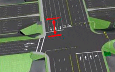 Figure 37: Image from 3-D model showing proximity of bridge structure to ramp terminus