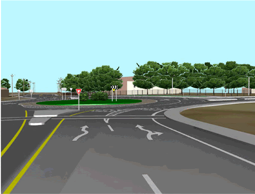 Figure 9: Driver's-eye view approaching roundabout along Coddington Highway