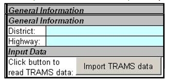 Screenshot of a table containing imported TRAMS data.