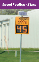 A solar-powered sign on the side of the road indicates the speed at which the approaching driver is traveling. Photo Source: Center for Transportation Research and Education (CTRE)
