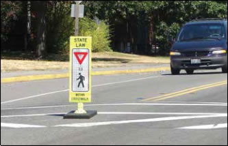 Photo: Caption: In-Street Pedestrian Crossing Sign
