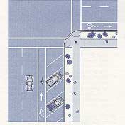 Bike lane next to diagonal parking, 8-inch stripe should separate the areas.