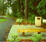 This trail provides many site amenities, including short-term bike parking.