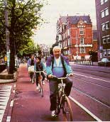 Figure 23-9. Typical bicycle lanes in The Netherlands are often reddish in color and wide enough for two cyclists to ride side-by-side.