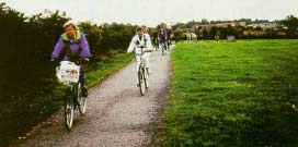 Figure 23-16. Bicycle trail on an abandoned railroad right of way south of York, England. 