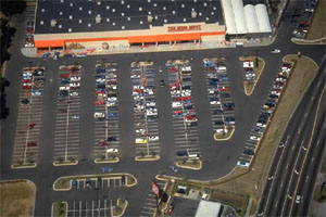 Aerial shot of parking lot
