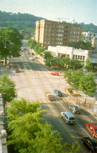 Aerial shot of Birmingham, AL intersection