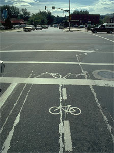 Bicyclist waiting at an intersection