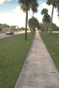 Sidewalk 20' off edge of the road