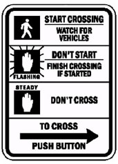 Pedestrian signal indication/instructional sign
