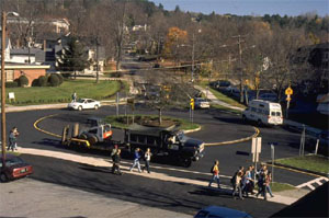 Roundabout on an arterial street.