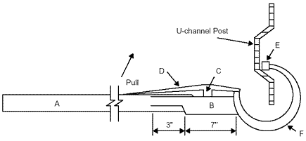 Drawing of a sign turning device (see description below)