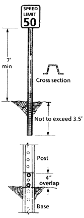 Drawing of a wood post with parameters described below