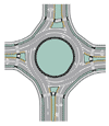 Graphic.  A graphic of a four-leg roundabout.