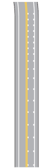Graphic.  A graphic of a two lane roadway with pavement markings intended to reduce speeds.  Pavement markings that are located on either side of the travel lane and are perpendicular to the centerline and edgelines.  They are progressively spaced at shorter distances to give motorists the illusion of traveling at a faster speed.