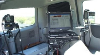 Photo.  A photo showing the equipment inside an automated speed enforcement van.