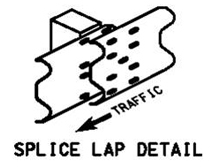 This diagram shows the splic lap detail. The upstream rail section overlaps the downstream section.
