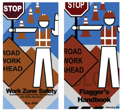 Unnumbered images. Cover of North Carolina Work Zone Safety Handbook and Cover of North Carolina Flagger's Handbook.