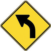 Warning sign: Turn Ahead sign