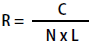 Formula: R equals C divided by N x L