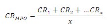 Equation. CR subscrpt MPO equals the result of CR subscript 1 plus CR subscript 2 plus ... CR subscript x divided by x.