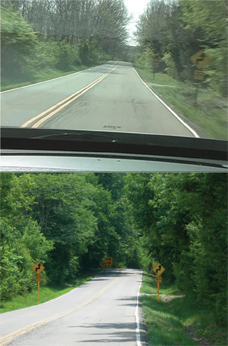 Figure 4.5 shows a before and after photo of a sign installation on a local road in Ohio.
