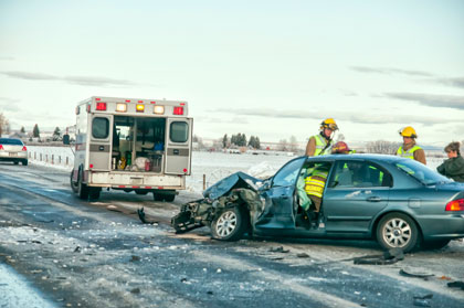 This is a photo of a traffic crash along a rural roadway.