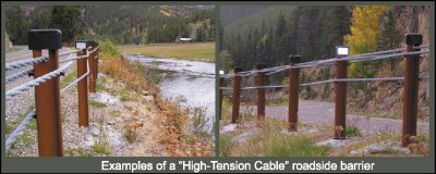 Examples of a High-Tension Cable roadside barrier