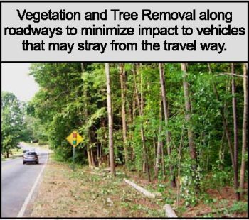Vegetation and tree removal along roadways to minimize imact to vehicles that may stray from the travel way.