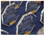 Photo of the 2011 National Road Safety Awards crystal plaques.
