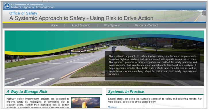 Screenshot of the Office of Safety's systemic approach to safety web page.