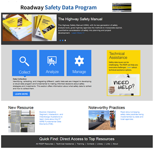 Screen capture of the new Roadway Safety Data Program web page