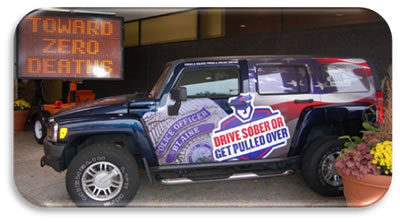 Photo: Jeep with Drive Sober or Get Pull Over Promotion